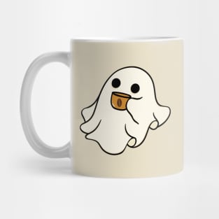 Cute Halloween Ghost Drinking Coffee Spooky Vibes Mug